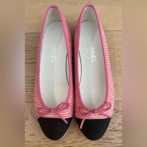 ISO Chanel pink striped ballet flats